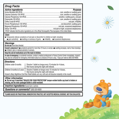 Hyland's Baby Nighttime Oral Pain Relief Tablets 125-Count