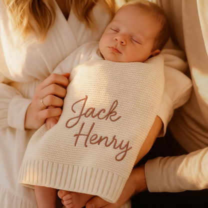 Delitic Personalized Baby Blanket for Girls Boys Custom Baby Blanket with Name Embroidery Baby Gifts for Baby Shower (photo 2)
