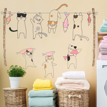 Drwssr Removable Cartoon Cat Wall Stickers For Kids Nursery (photo 4)