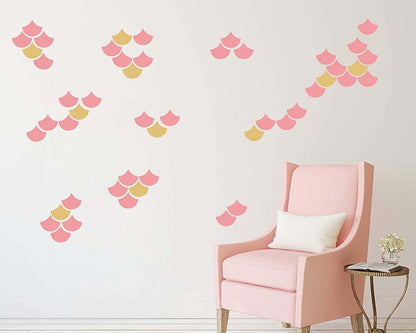 Gestyz Mermaid Scale Wall Decal Set, Soft Pink Nursery Decor