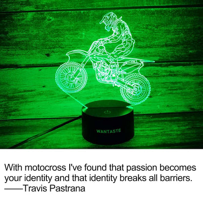WANTASTE Motocross 3D Lamp with Remote, 7 Color Changing Nightlight for Kids Room