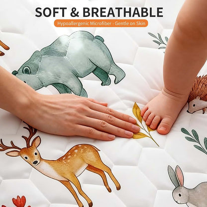 Pack and Play Mattress Pad 38x26x1.5 with Non-Slip Bottom and Breathable Foam Cover