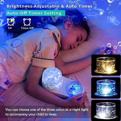 Ocean Kids Night Light Projector with 360° Rotation, 7 Theme Films & USB Power