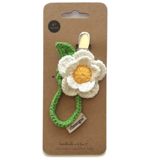 Cheengoo Daisy Hand Crocheted Pacifier Clip