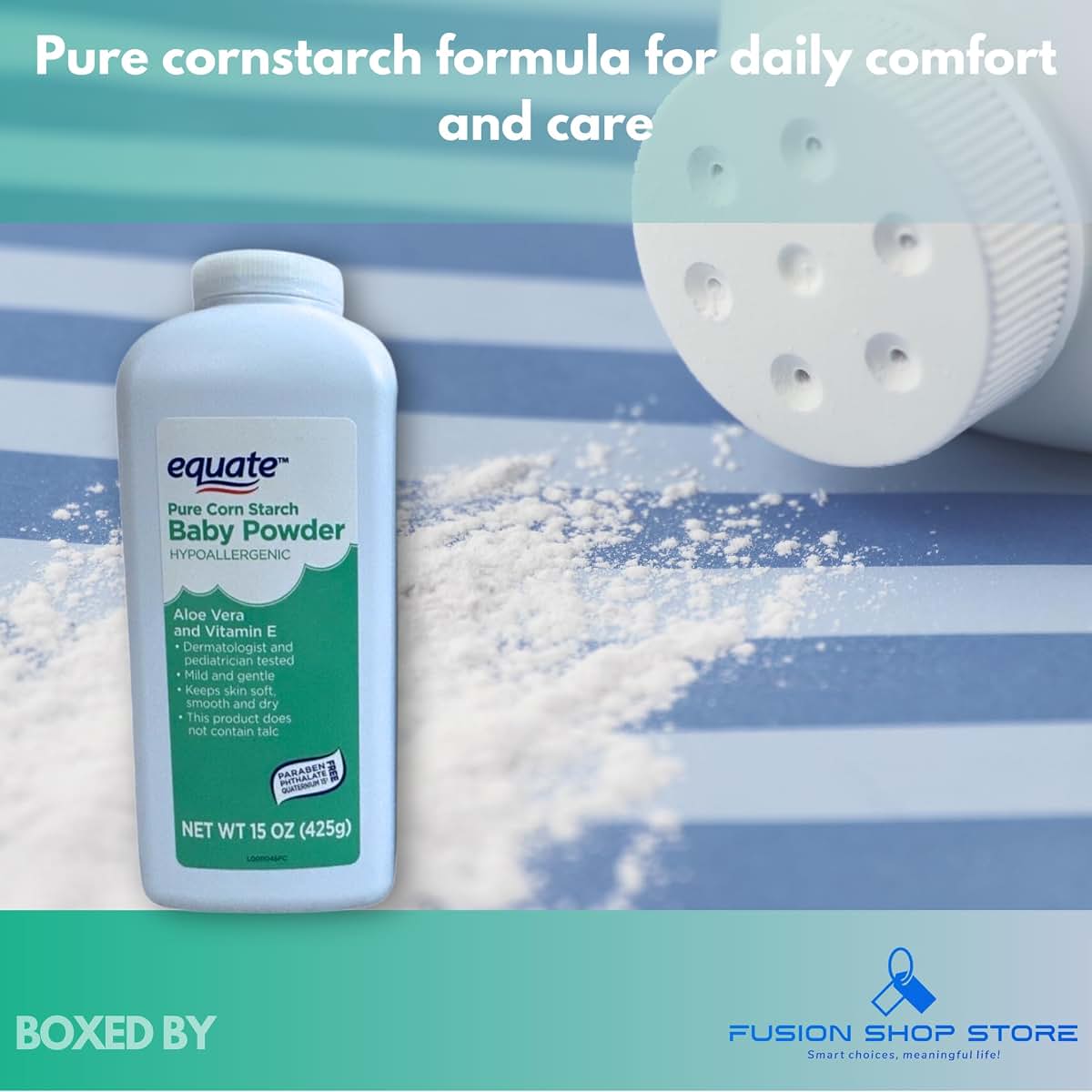 Fusion Shop Store Baby Powder Pure Cornstarch, 15 oz Pack (photo 3)