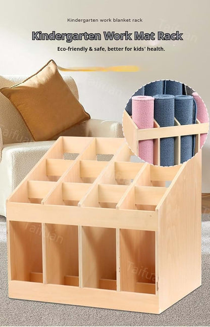Taifuan Wooden Floor Yoga Mat Rack Stand With 12 Compartments (photo 3)