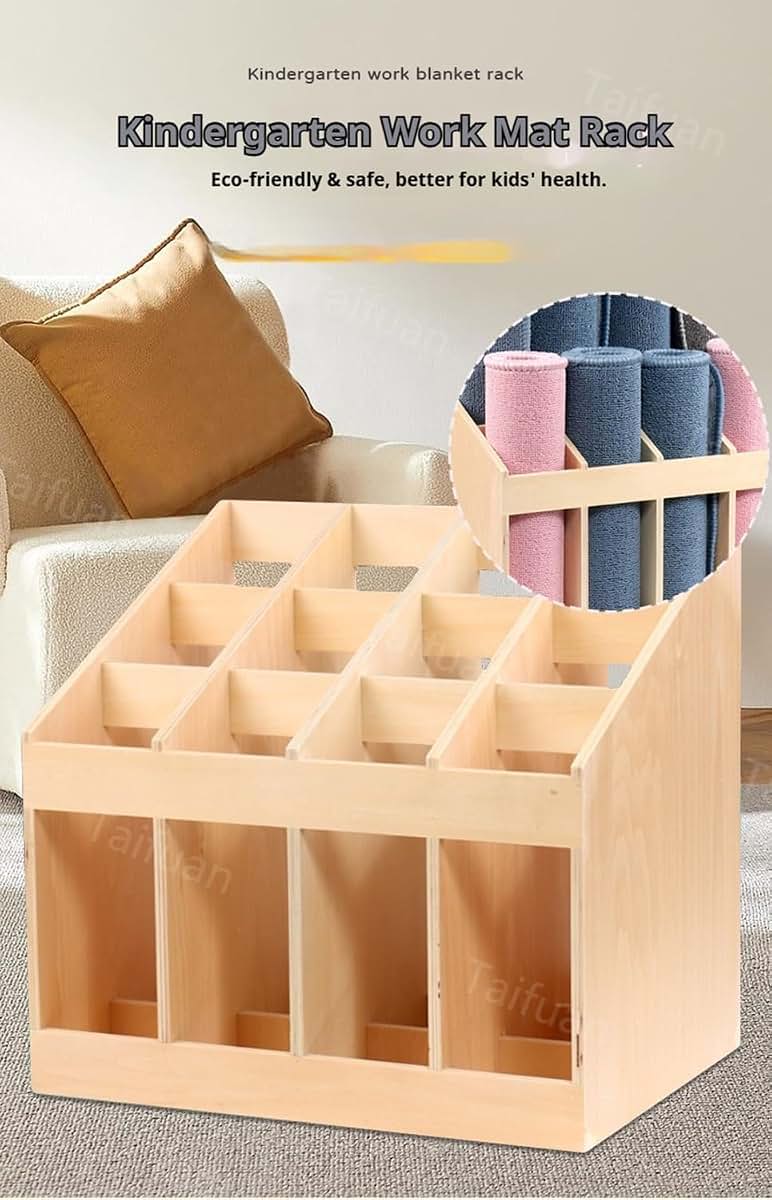 Taifuan Solid Wood Storage Organizer and Rug Holder