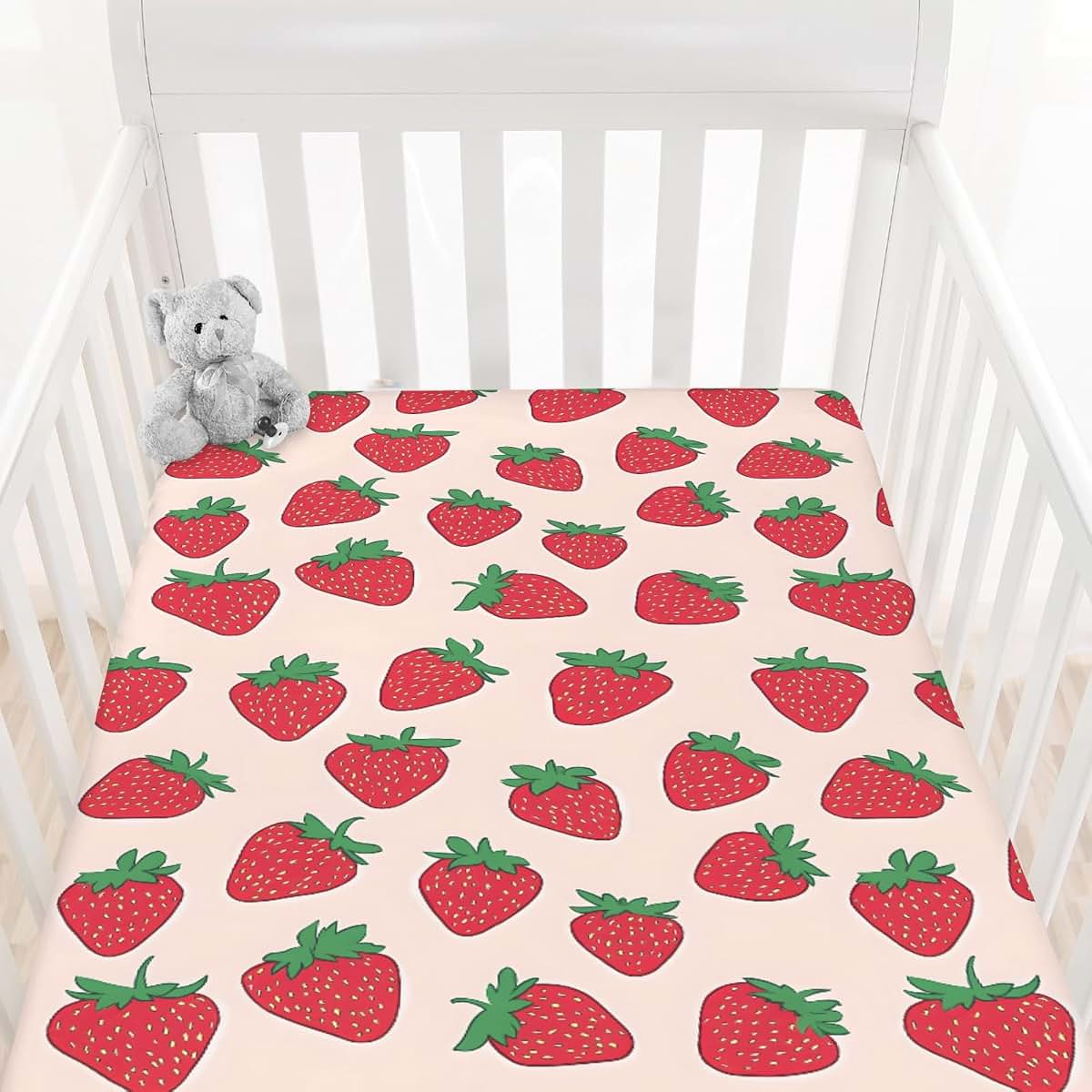 Pynnlts Watercolor Strawberries Fitted Crib Sheet (photo 2)