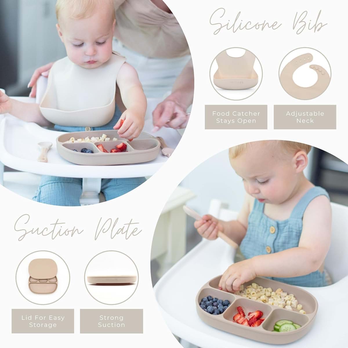 Little Keegs Baby Feeding Set - Baby Must Haves Gift Set - Baby Led Weaning Supplies - Toddler Silicone Feeding Set (photo 4)