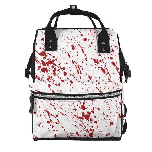 WYSTCMJ Blood Soaked, Bloody Horror Fright Halloween Diaper Bag Backpack For Baby Girls, Mom Waterproof Large Nappy