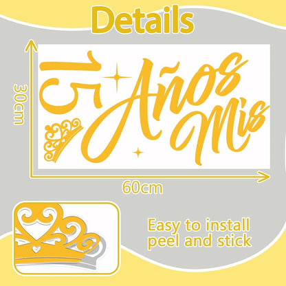 Lankback Mis 15 Años Decal For 15th Birthday Party Decorations