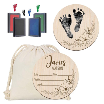 BabyOneStop Personalized Newborn Birth Announcement Sign With Handprint Kit