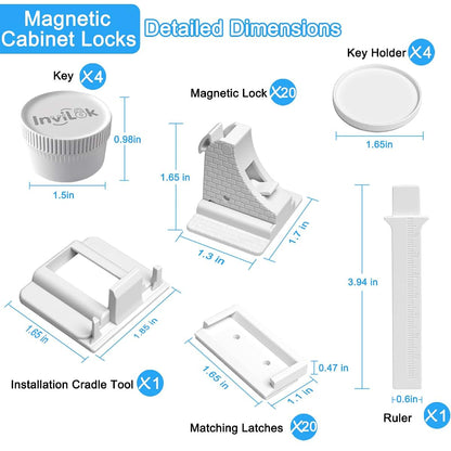 InviLok Magnetic Cabinet Locks Baby Proofing Kit - 20 Pack White (photo 2)