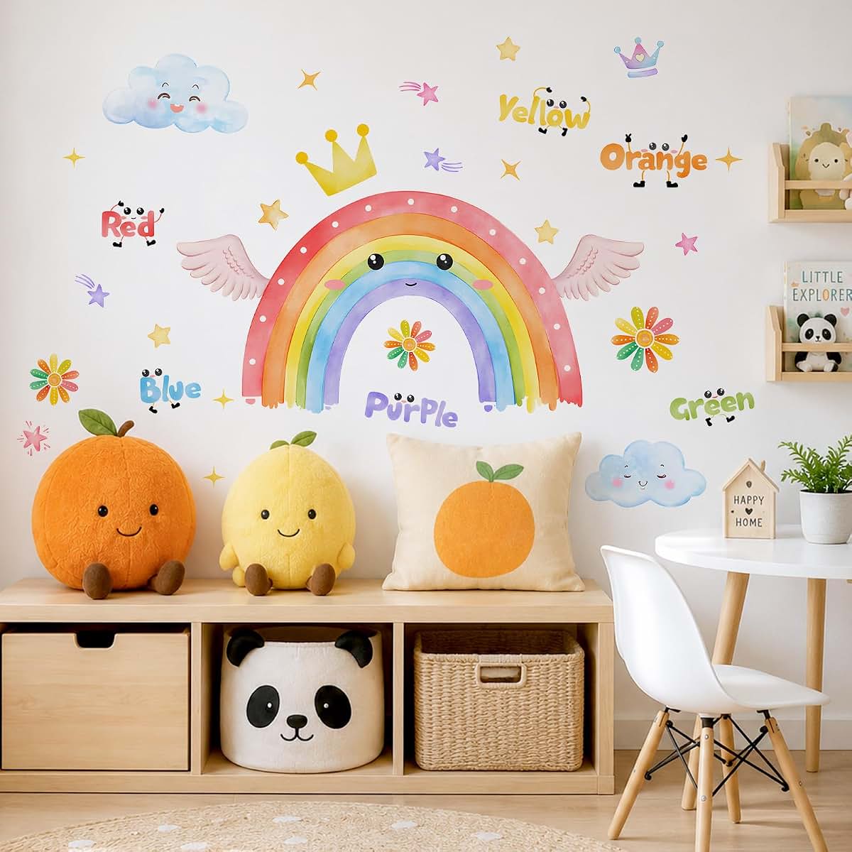Pomodee Large Rainbow Wall Stickers Peel and Stick Watercolor Decals (photo 2)