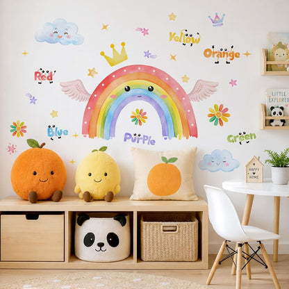 Pomodee Large Rainbow Wall Stickers Peel and Stick Watercolor Decals (photo 2)