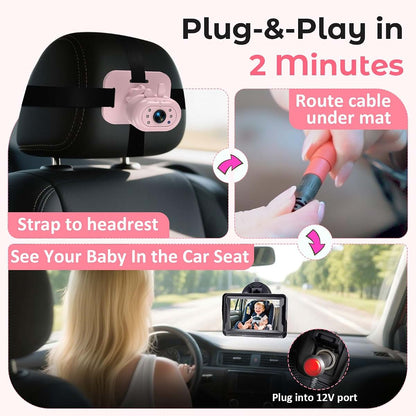 Amtifo Baby Car Camera, 1080P HD Rear-Facing Monitor with IR Night Vision