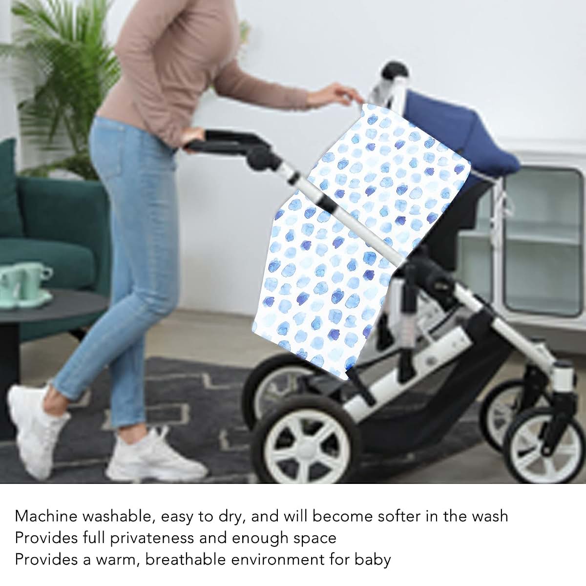 BAOK Maternal Nursing Cover, Breathable Breastfeeding Nursing Cover Warm Keeping for Home (Blue Base Dot Pattern) (photo 3)