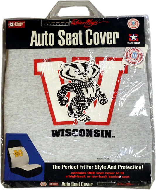 Fashion Magic Transfer Wisconsin Badgers Grey Auto Mobile Seat Cover