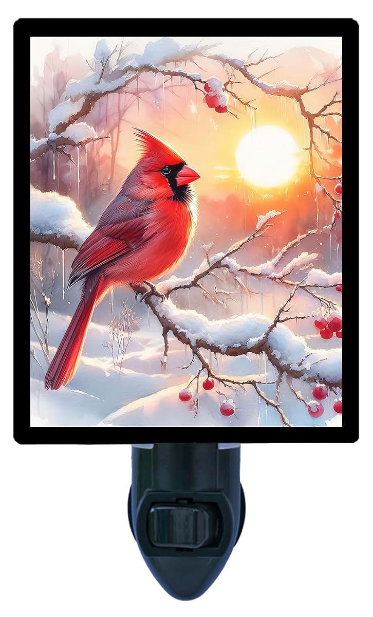 Night Light Designs Winter Cardinal Led Night Light With Rotating Plug