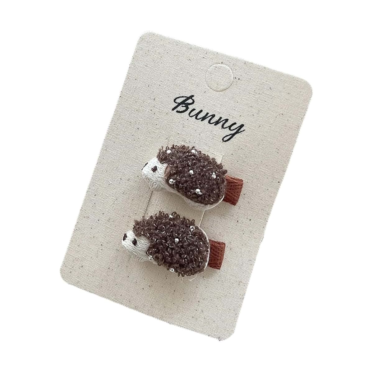 Vdaxvme Animal Hair Clip And Tie Set With Hedgehog Embroidery