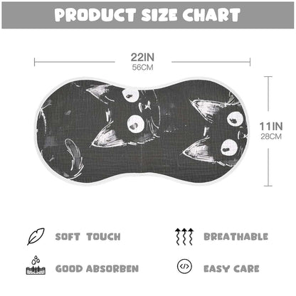 GOODOLD Black Little Kitty Muslin Baby Burp Cloths, 2 Pack, Cotton, 22x11 Inch
