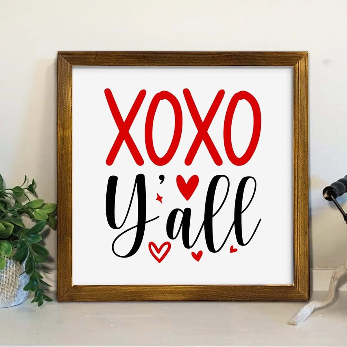 JuneLucky XOXO Y'all Framed Wood Sign