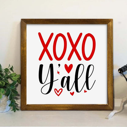 JuneLucky XOXO Y'all Framed Wood Sign