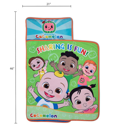 CoComelon Toddler Nap Mat with Attached Pillow and Fleece Blanket