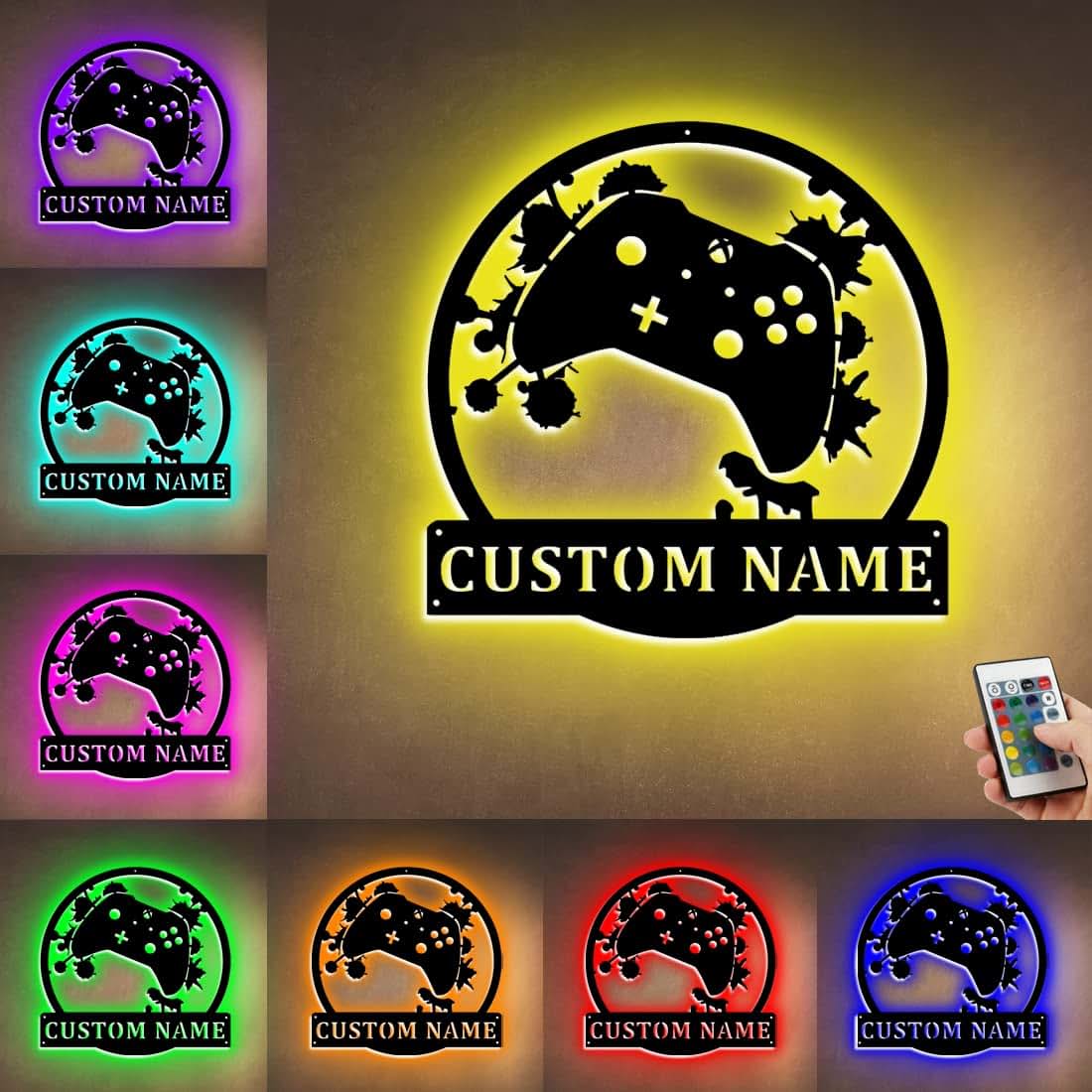 Moakcey Custom Gamepad LED Neon Light Sign with Personalized Name for Video Game Controller - Decor for Boy's, Teen's