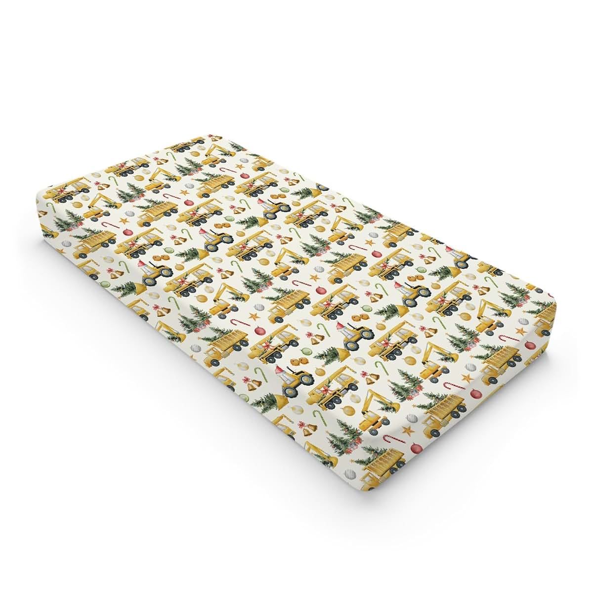 Christmas Construction Trucks Baby Changing Pad Cover 32x16 Soft Polyester