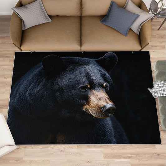 HYGIUID Black Bear Area Rug 4x5 Low-Pile Microfiber Nursery Carpet