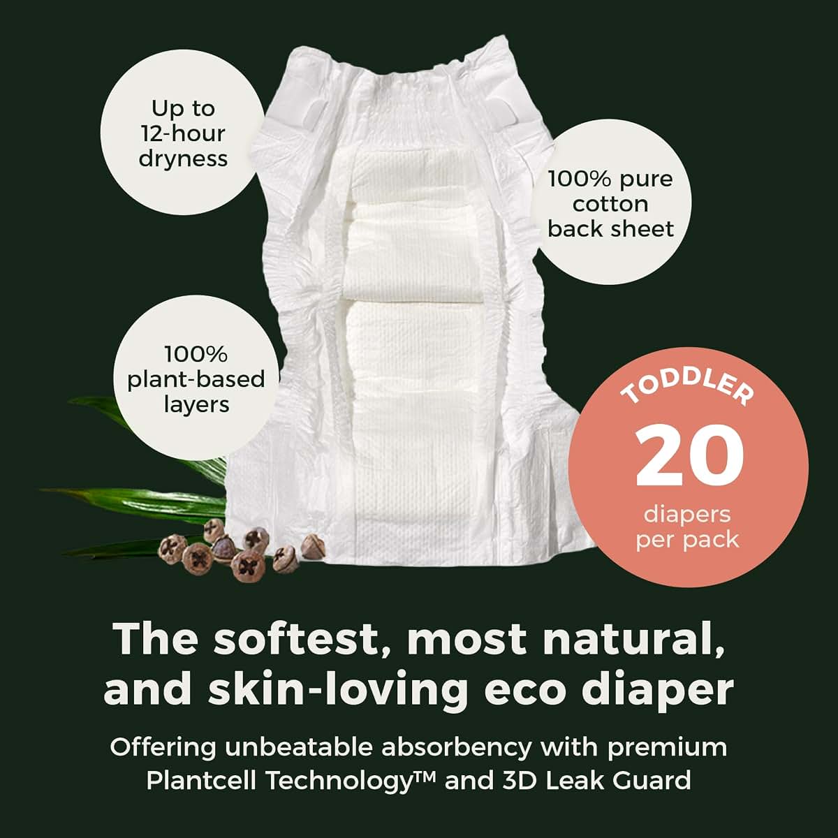 Ecoriginals Eco Toddler Diapers - Plant-Based Layers for Size 4 Fit
