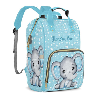 Joyestore Personalized Elephant Blue Custom Mom Bag with Name,Dad and Mom Diaper Backpack Waterproof Baby Shower for (photo 2)