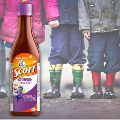 Yahve - Emulsion de Scott Aceite de hígado de bacalao sabor Frutas Tropicales Pack de 2 de 6.1 fl oz - 180 ml