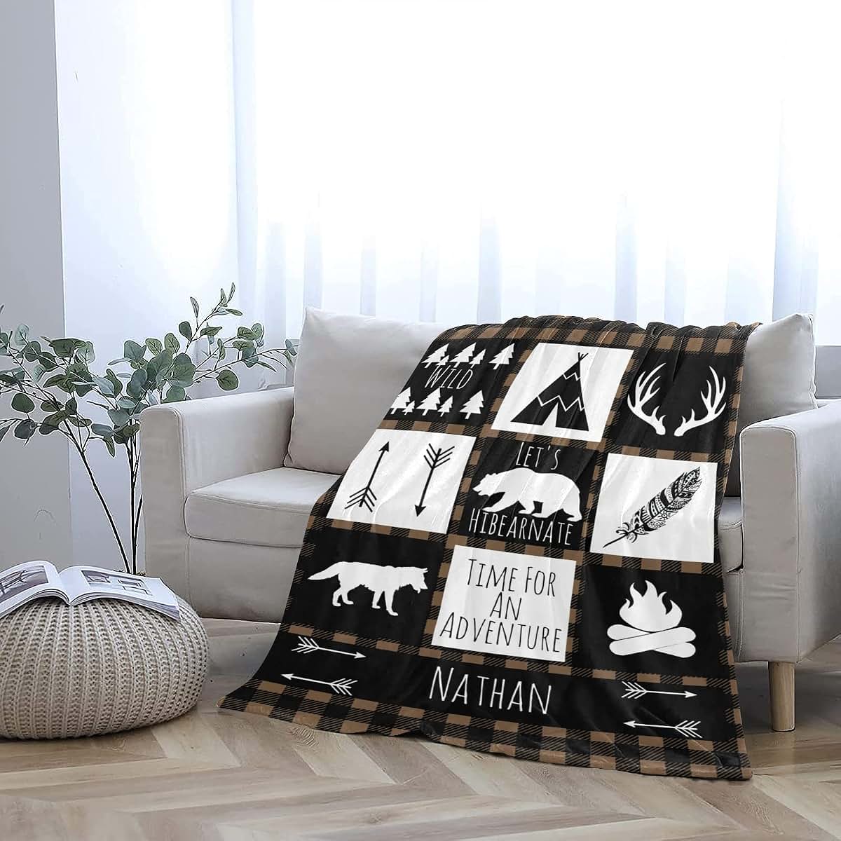 CADE Customize Baby Blanket for Boys Personalized Woodland Baby Blanket with Name Custom Gifts for Baby Shower (photo 4)