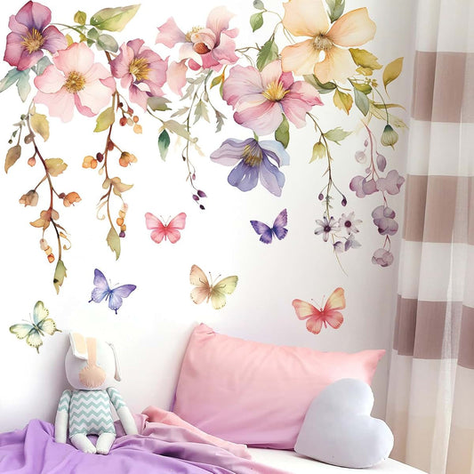Drwssr Flower And Vines Wall Decals For Girls Bedroom