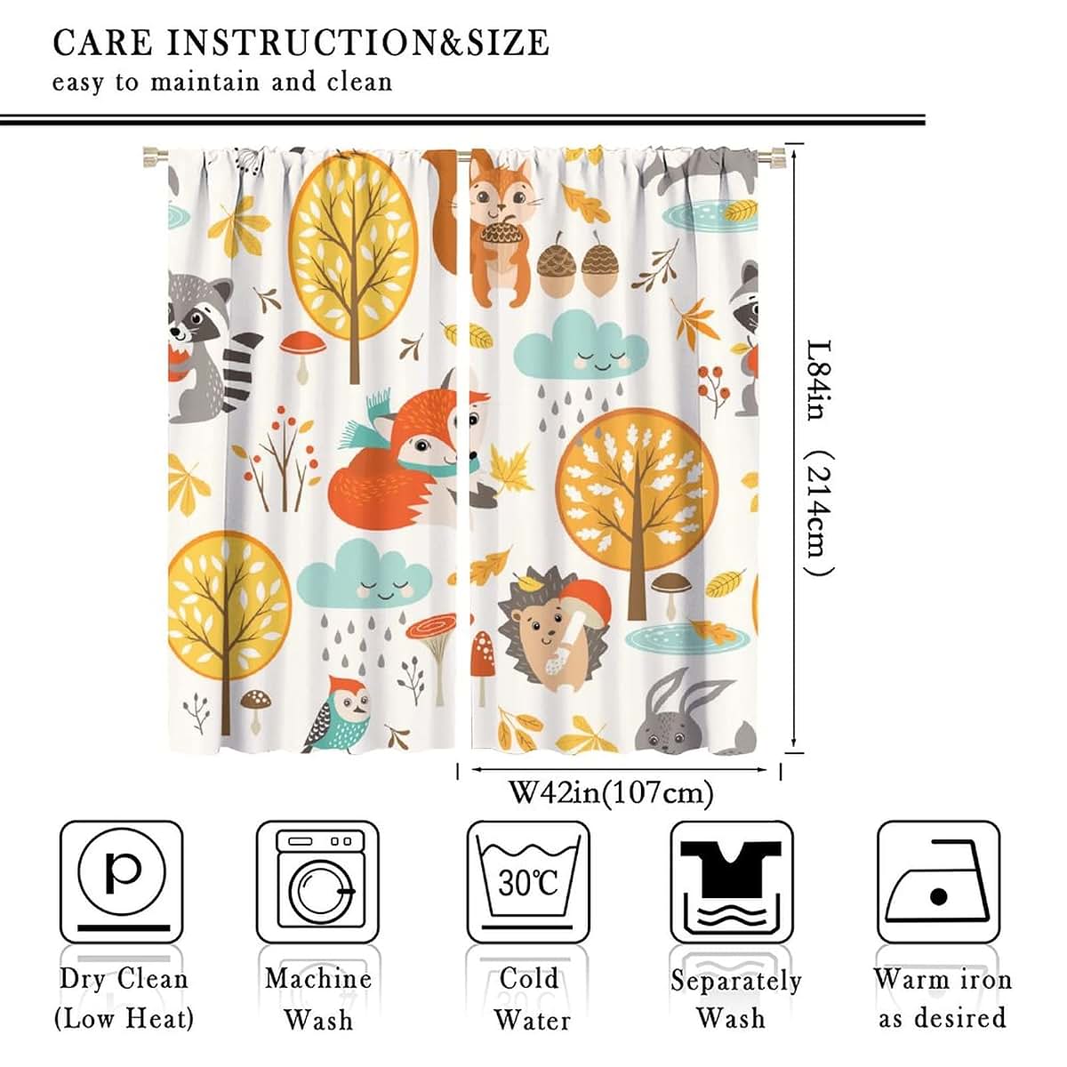 Kids Animal Print Curtains for Nursery & Bedroom Decor