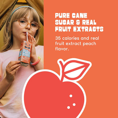 Pura Kids Peach Juice Boxes - Pure Fruit Extract Drink for School Snacks
