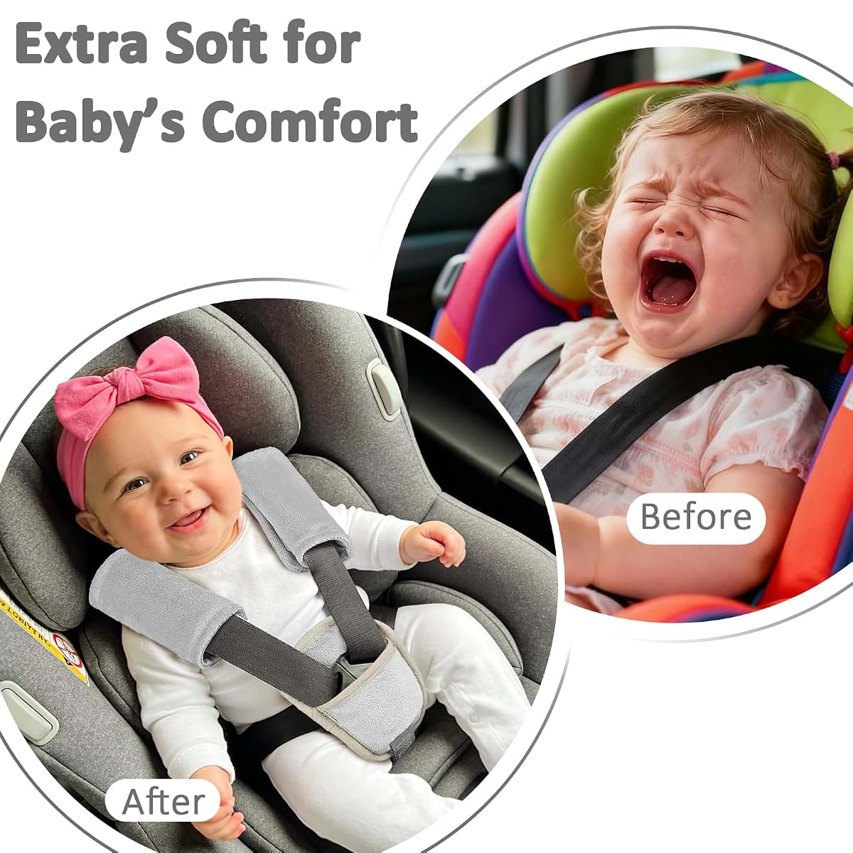 SWESEN Baby Car Seat Strap Covers - Gray (photo 3)