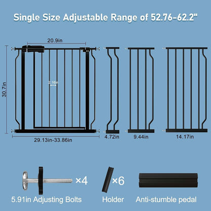 ALLAIBB Extra Wide 52.76-62.2" Pressure Mounted Baby Gate 30" Tall Black (photo 2)
