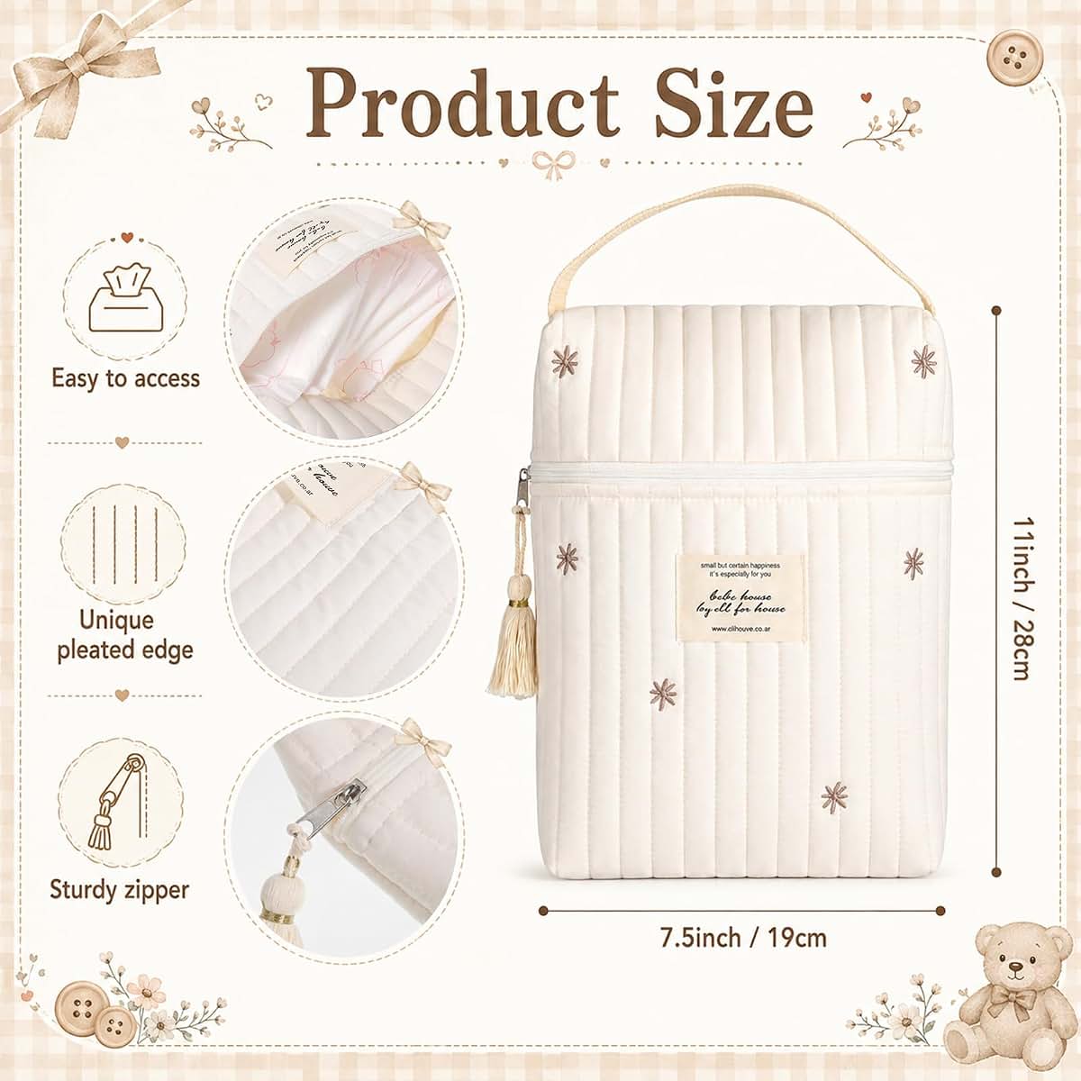 Susade Quilted Diaper Bag Pouch With Handle For Travel (photo 2)