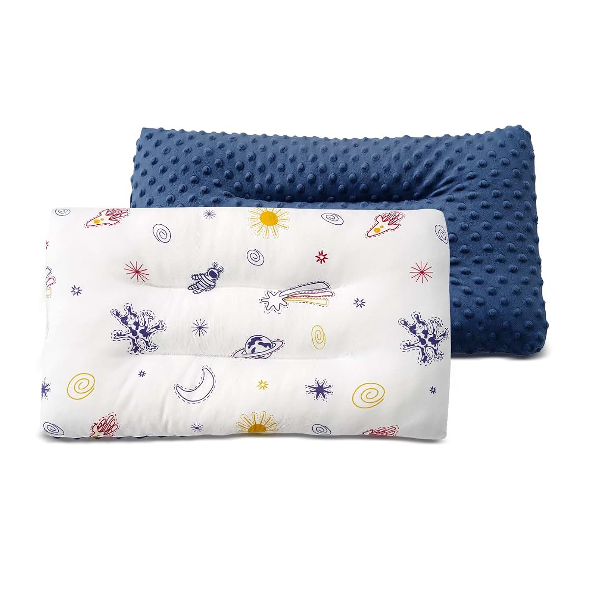 RESTIRY 1Pc Toddler Pillow,Breathable and Skin-Friendly,Machine Washable,100% Cotton Cute Kids Pillows for