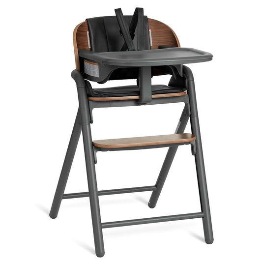 Evolur Step and Savor Convertible Wooden Baby High Chair-Walnut Gray