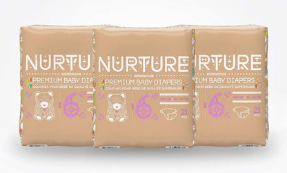 BioBag Nurture Diapers Size 6 (35+ lbs), 63 Count, Ultra Absorbent