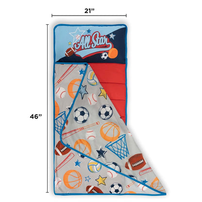 Funhouse Mvp Sports Toddler Nap Mat With Pillow And Fleece Blanket, Grey