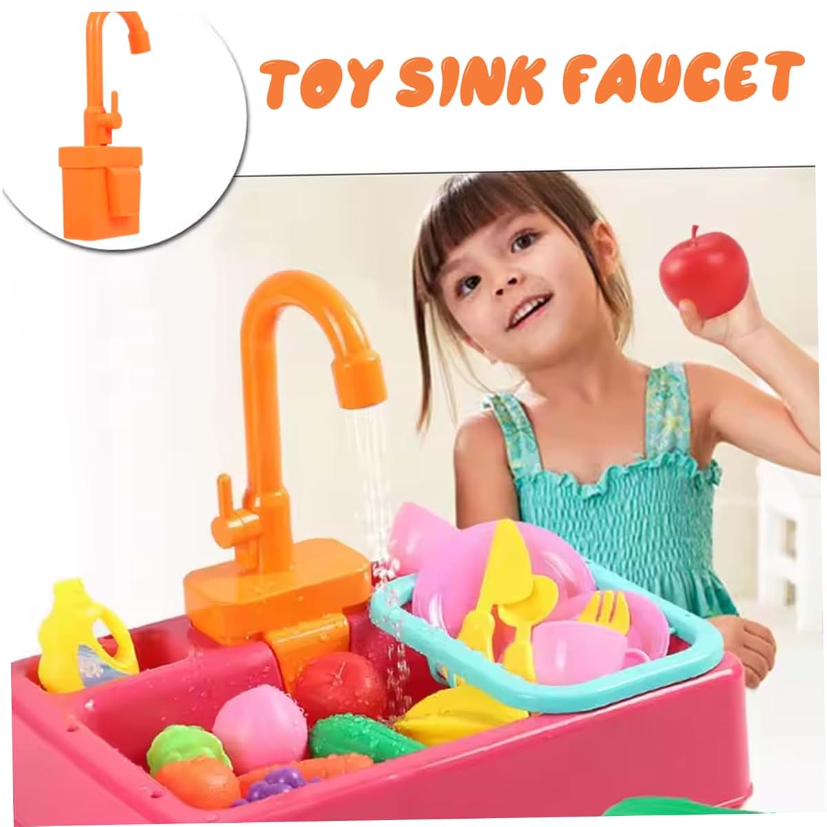 Jorzer Toy Sink Faucet, Kitchen Sink Toys Faucet Plastic Replacement Playhouse Accessories for Boys Girls Toddlers (photo 4)