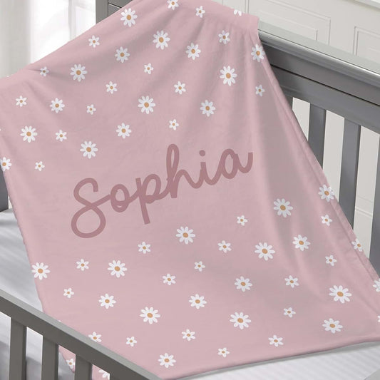GearHot Personalized Baby Blanket for Kids Girls Boys. Custom Baby Blanket with Name for Newborn Swaddle Toddler
