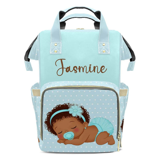 TailorYYCustomZ Mommy Nursing Bag with Custom Personalized Name, Multifunctional Teal Blue American Cute Girl Diaper