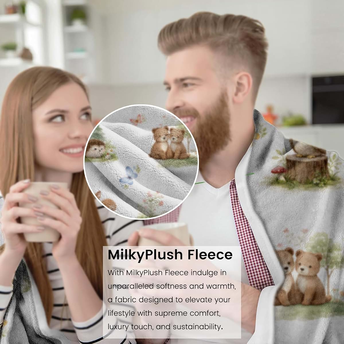 Amepay Woodland Animals Soft Flannel Blanket With Forest Patterns