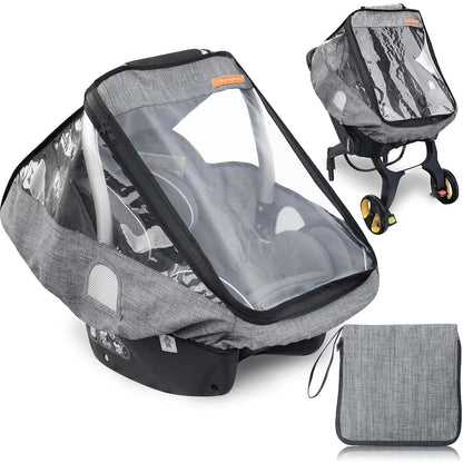 Infant Car Seat Rain Cover With Quick-Access Zipper And Vents
